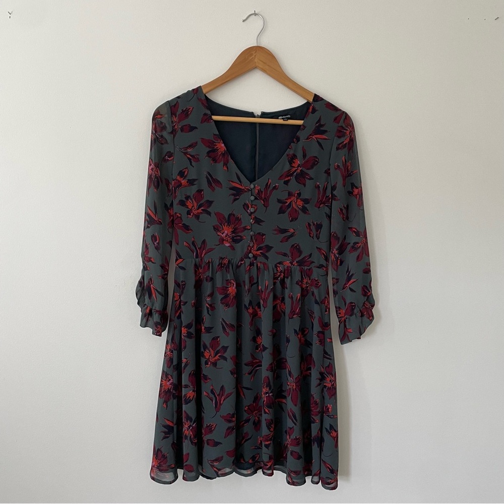 Floral v-neck button down Madewell mini dress